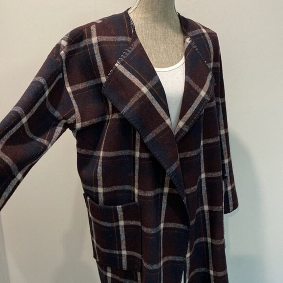 Storm & Marie Wool Plaid Coat Oversized - Picture 3 of 15
